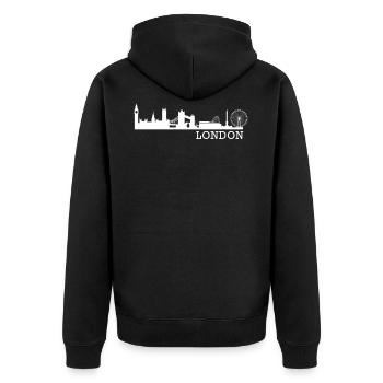 London - Unisex Premium Organic Zip Hoodie - black - Back - Nico (187cm)