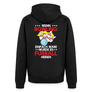Bowling - Unisex Premium Bio Zip Hoodie - Schwarz - Hinten - Nico (187cm)