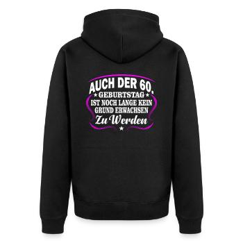 60e anniversaire - Veste à capuche bio Premium Unisexe - noir - Dos - Nico (187cm)