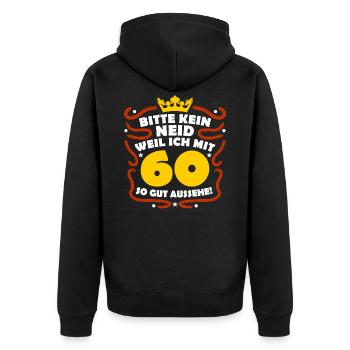 60th birthday - Unisex Premium Organic Zip Hoodie - black - Back - Nico (187cm)