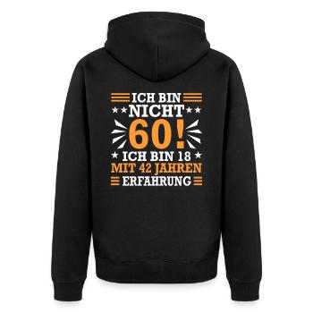 60e anniversaire - Veste à capuche bio Premium Unisexe - noir - Dos - Nico (187cm)