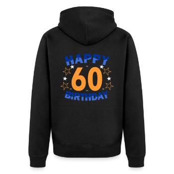 60e anniversaire - Veste à capuche bio Premium Unisexe - noir - Dos - Nico (187cm)