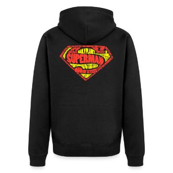 Superman Motif de texte du logo - Veste à capuche bio Premium Unisexe - noir - Dos - Nico (187cm)