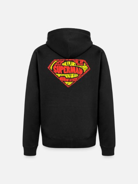 Superman Motif de texte du logo - Veste à capuche bio Premium Unisexe - noir
