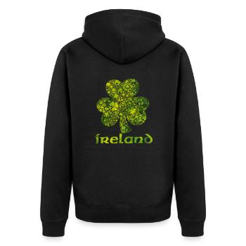Kleeblatt Irland - Unisex Premium Bio Zip Hoodie - Schwarz - Hinten - Nico (187cm)