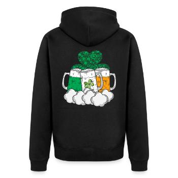 Irland Symbole Kleeblatt Bier - Unisex Premium Bio Zip Hoodie - Schwarz - Hinten - Nico (187cm)