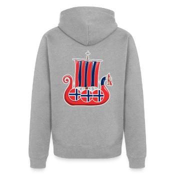 Norwegen Geschichte - Unisex Premium Bio Zip Hoodie - Grau meliert - Hinten - Nico (187cm)