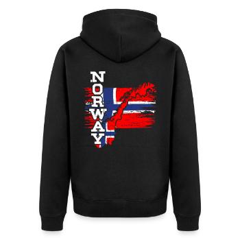 Norway - Unisex Premium Organic Zip Hoodie - black - Back - Nico (187cm)
