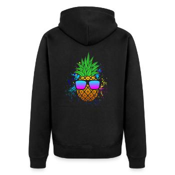 pineapple - Unisex Premium Organic Zip Hoodie - black - Back - Nico (187cm)