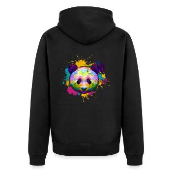 Panda Asien - Unisex Premium Bio Zip Hoodie - Schwarz - Hinten - Nico (187cm)