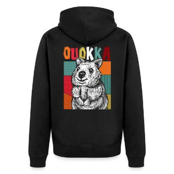 Quokka Lieblingstier - Unisex Premium Bio Zip Hoodie - Schwarz - Hinten - Nico (187cm)