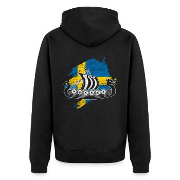 Sweden - Unisex Premium Organic Zip Hoodie - black - Back - Nico (187cm)