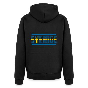 Sweden - Unisex Premium Organic Zip Hoodie - black - Back - Nico (187cm)