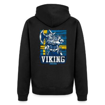 Schweden Wikinger - Unisex Premium Bio Zip Hoodie - Schwarz - Hinten - Nico (187cm)