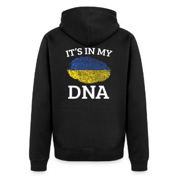 Ukraine - Unisex Premium Bio Zip Hoodie - Schwarz - Hinten - Nico (187cm)