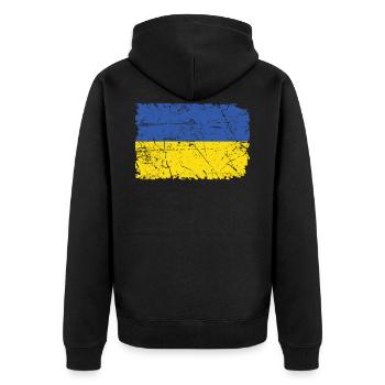 Ukraine - Unisex Premium Bio Zip Hoodie - Schwarz - Hinten - Nico (187cm)