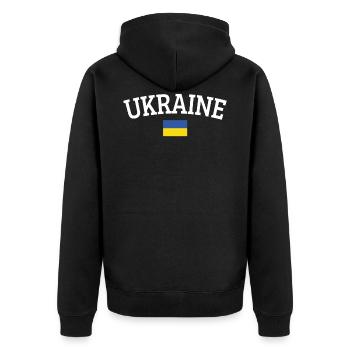 Ukraine - Unisex Premium Organic Zip Hoodie - black - Back - Nico (187cm)