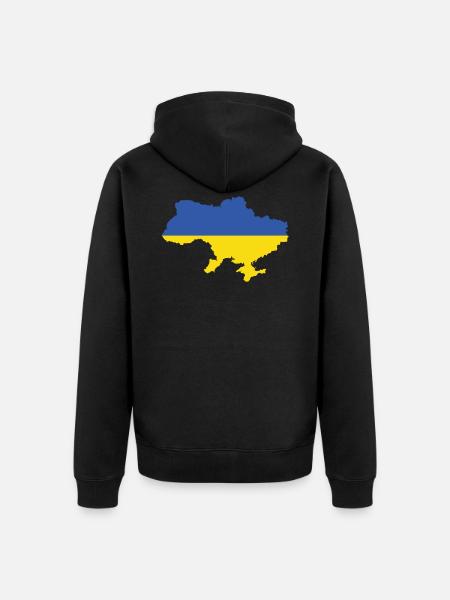 Ucrania - Premium økologisk unisex-hættejakke - sort