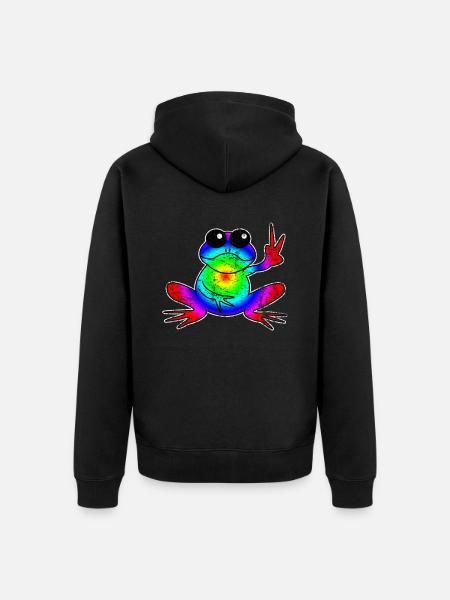 frog - Unisex Premium Organic Zip Hoodie - black
