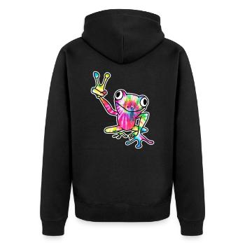 Frog Animal - Unisex Premium Organic Zip Hoodie - black - Back - Nico (187cm)