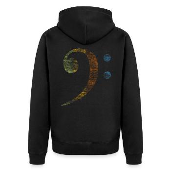 Gitarre Bassschlüssel - Unisex Premium Bio Zip Hoodie - Schwarz - Hinten - Nico (187cm)