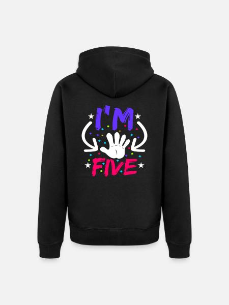 5th birthday - Unisex Premium Organic Zip Hoodie - black