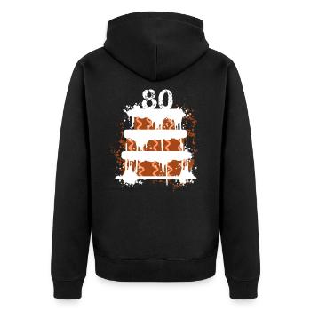 80th birthday - Unisex Premium Organic Zip Hoodie - black - Back - Nico (187cm)