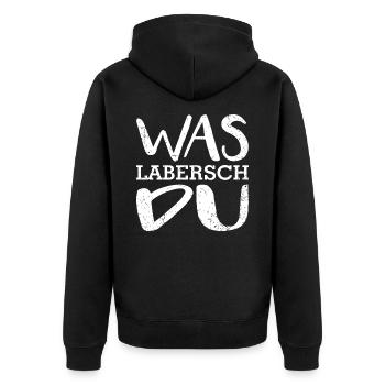 lustiger Spruch - Unisex Premium Bio Zip Hoodie - Schwarz - Hinten - Nico (187cm)