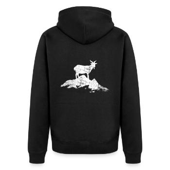 Ziege Klettern - Unisex Premium Bio Zip Hoodie - Schwarz - Hinten - Nico (187cm)