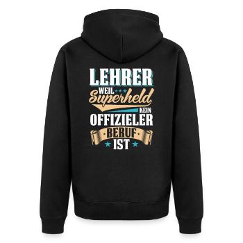 Lehrer - Unisex Premium Bio Zip Hoodie - Schwarz - Hinten - Nico (187cm)