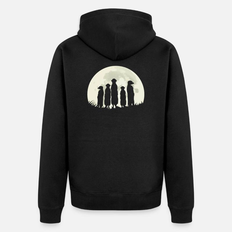 Erdmännchen Mond - Unisex Premium Bio Zip Hoodie - Schwarz