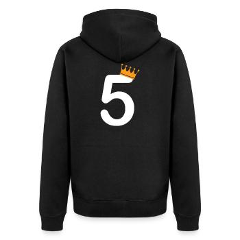 5. Geburtstag - Unisex Premium Bio Zip Hoodie - Schwarz - Hinten - Nico (187cm)