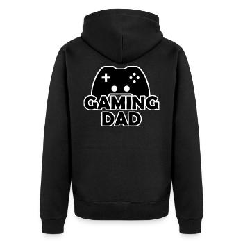 Gaming - Unisex Premium Bio Zip Hoodie - Schwarz - Hinten - Nico (187cm)