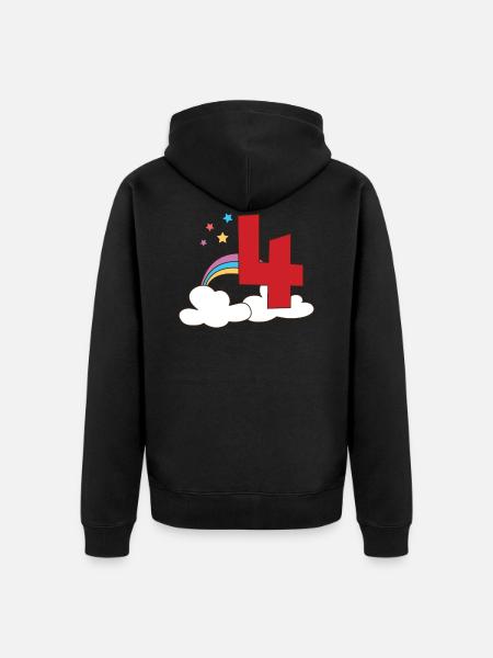 4th birthday - Unisex Premium Organic Zip Hoodie - black