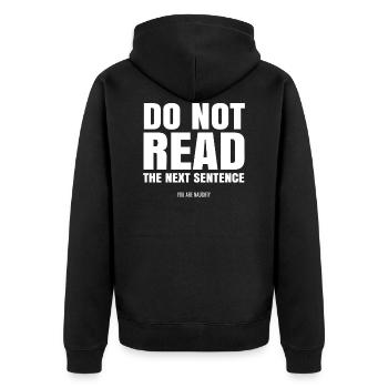 funny saying funny sayings - Unisex Premium Organic Zip Hoodie - black - Back - Nico (187cm)