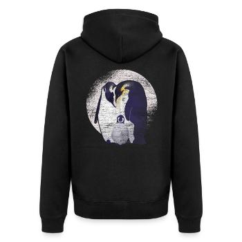 Pinguin Familie - Unisex Premium Bio Zip Hoodie - Schwarz - Hinten - Nico (187cm)