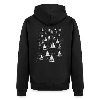 Segeln Geschenkidee - Unisex Premium Bio Zip Hoodie - Schwarz - Hinten - Nico (187cm)