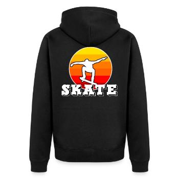 skate - Unisex Premium Organic Zip Hoodie - black - Back - Nico (187cm)