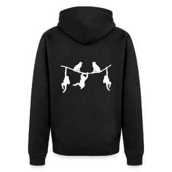 Affen Tiere - Unisex Premium Bio Zip Hoodie - Schwarz - Hinten - Nico (187cm)