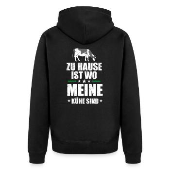 Kuh Kühe - Unisex Premium Bio Zip Hoodie - Schwarz - Hinten - Nico (187cm)