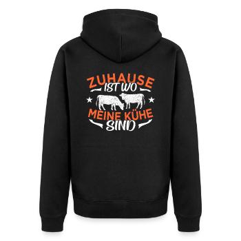 Kuh Kühe - Unisex Premium Bio Zip Hoodie - Schwarz - Hinten - Nico (187cm)