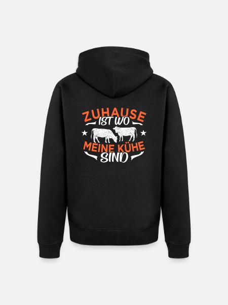 Kuh Kühe - Unisex Premium Bio Zip Hoodie - Schwarz