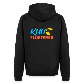 Kuh Kühe - Unisex Premium Bio Zip Hoodie - Schwarz - Hinten - Nico (187cm)