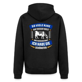Kuh Kühe - Unisex Premium Bio Zip Hoodie - Schwarz - Hinten - Nico (187cm)