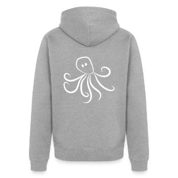 Oktopus - Unisex Premium Bio Zip Hoodie - Grau meliert - Hinten - Nico (187cm)