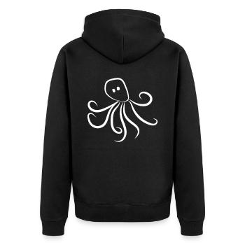 Oktopus - Unisex Premium Bio Zip Hoodie - Schwarz - Hinten - Nico (187cm)