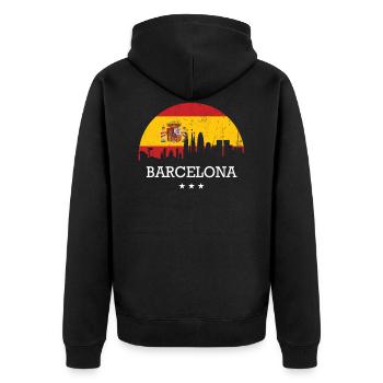 Barcelona - Unisex Premium Bio Zip Hoodie - Schwarz - Hinten - Nico (187cm)