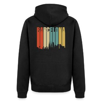 Barcelona - Unisex Premium Bio Zip Hoodie - Schwarz - Hinten - Nico (187cm)