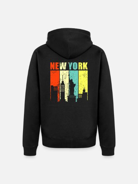 New York - Unisex Premium Bio Zip Hoodie - Schwarz