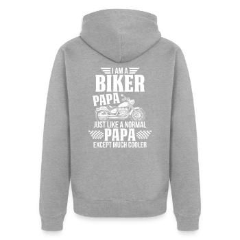 Moto - Veste à capuche bio Premium Unisexe - gris chiné - Dos - Nico (187cm)